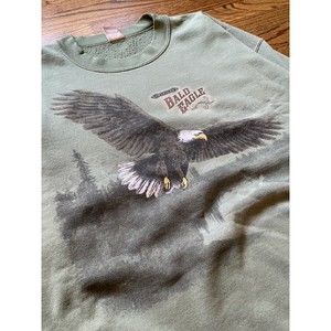 Vintage Bald Eagle Sweatshirt Mens Large Green Long Sleeve Pullover George